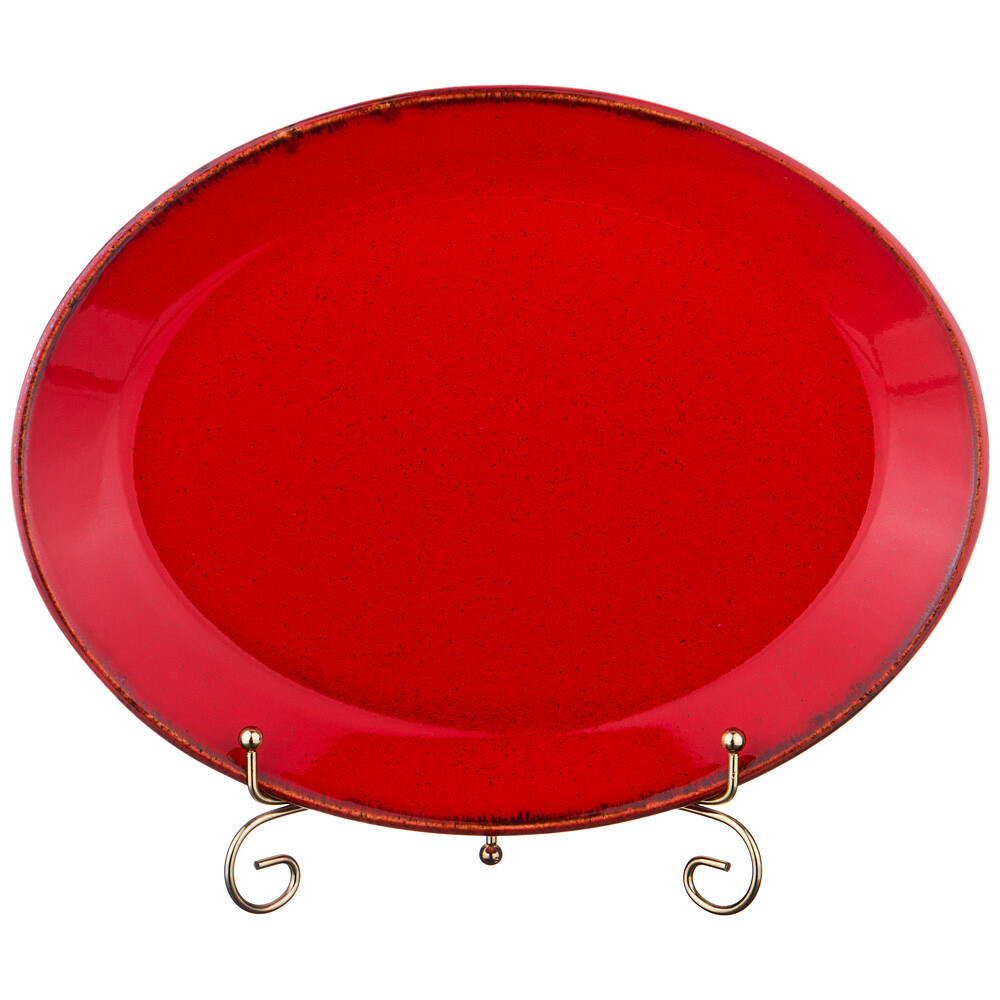 Тарелка фарфоровая овальная 30х23 см красная Seasons