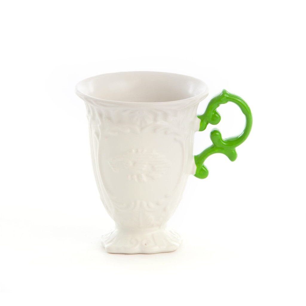 Кружка фарфоровая белая, зеленая I-Mug