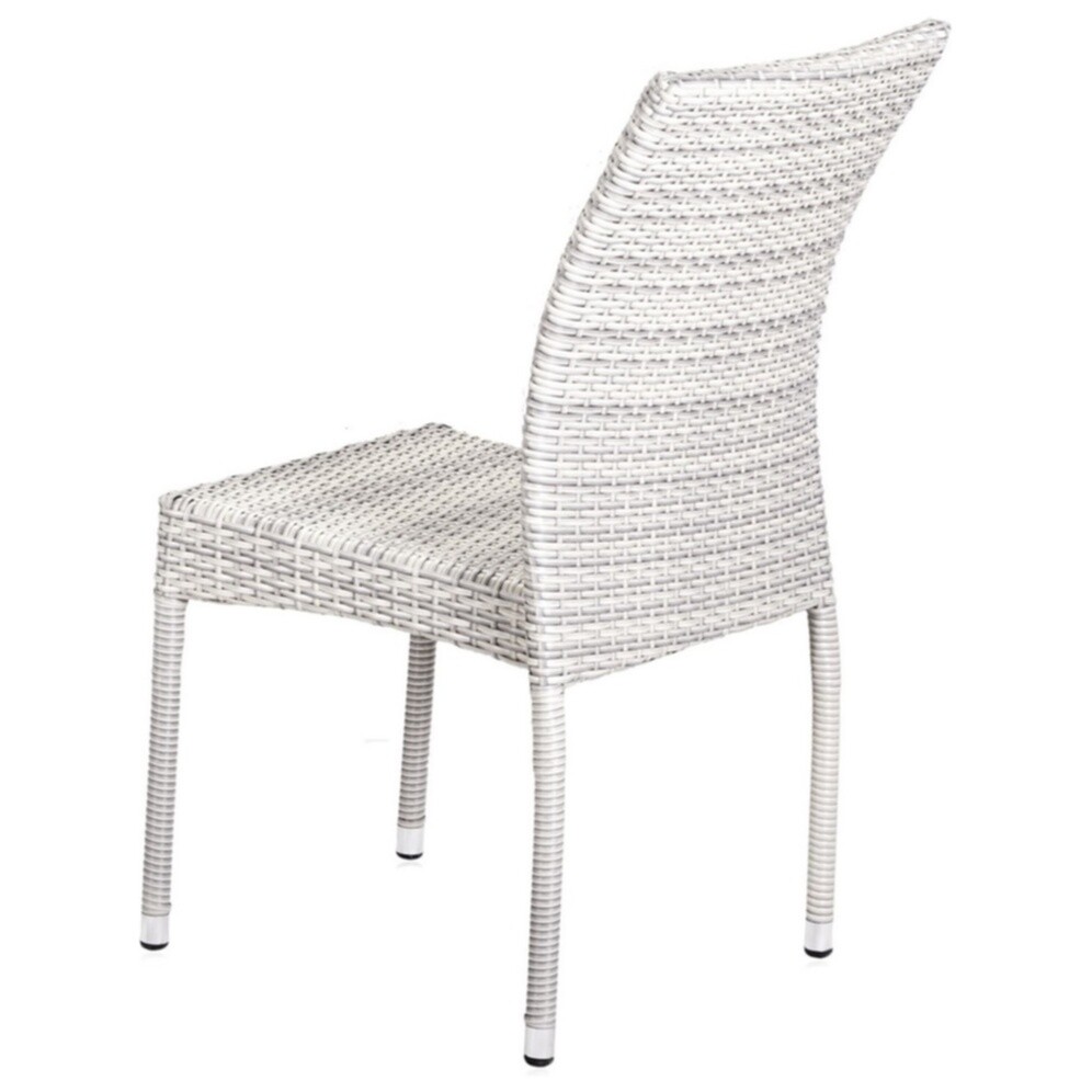 Плетеный стул без подлокотников искусственный ротанг серый