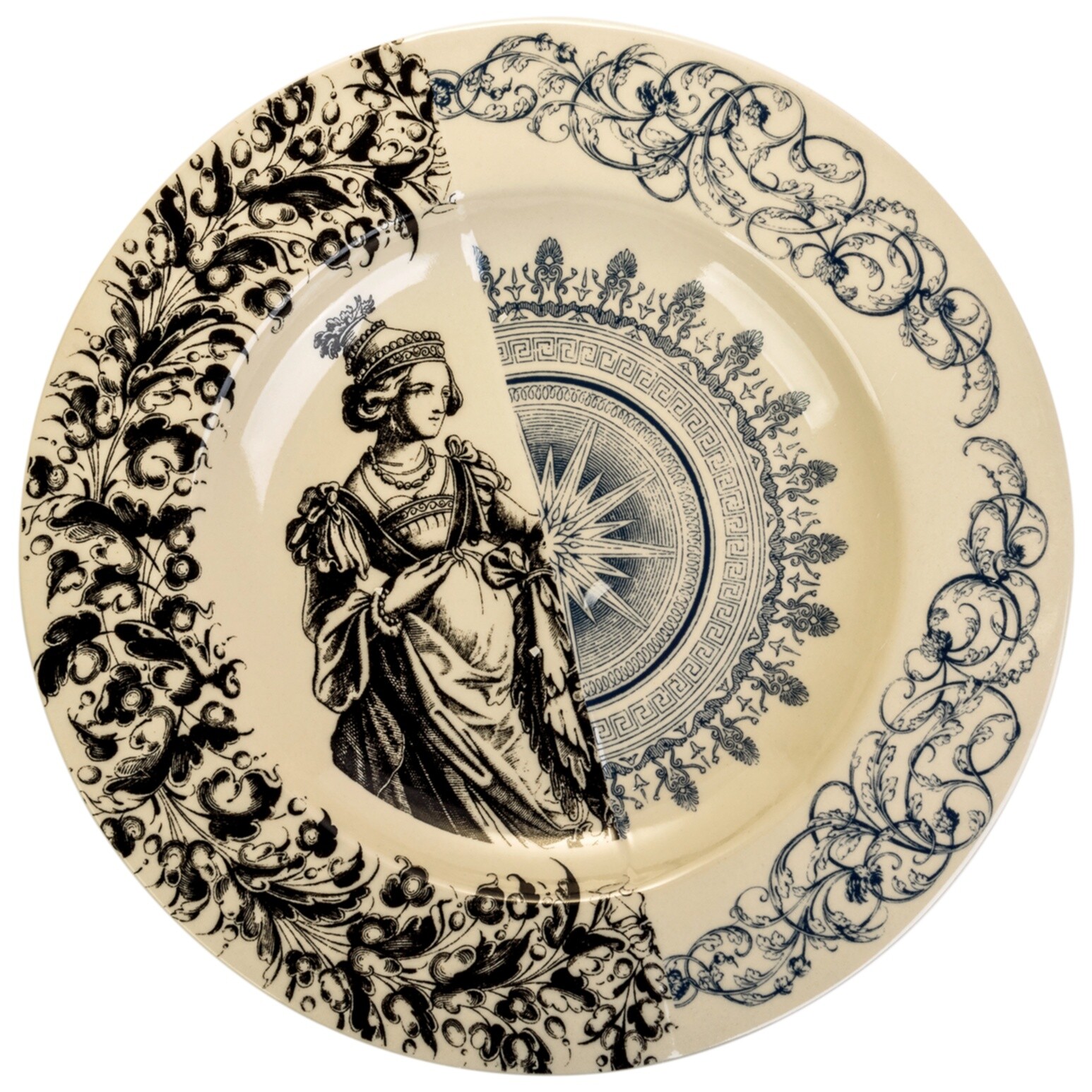 Тарелка декоративная в винтажном стиле Vintage Print Hybrid