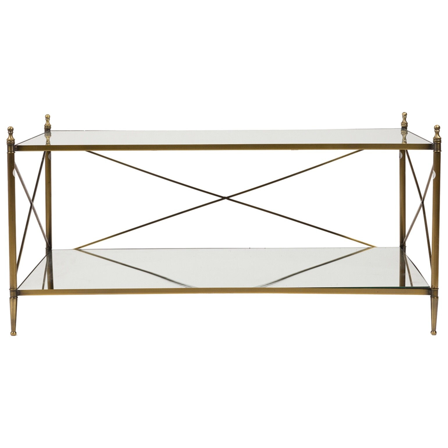Журнальный столик зеркальный с золотым каркасом Cross Bar