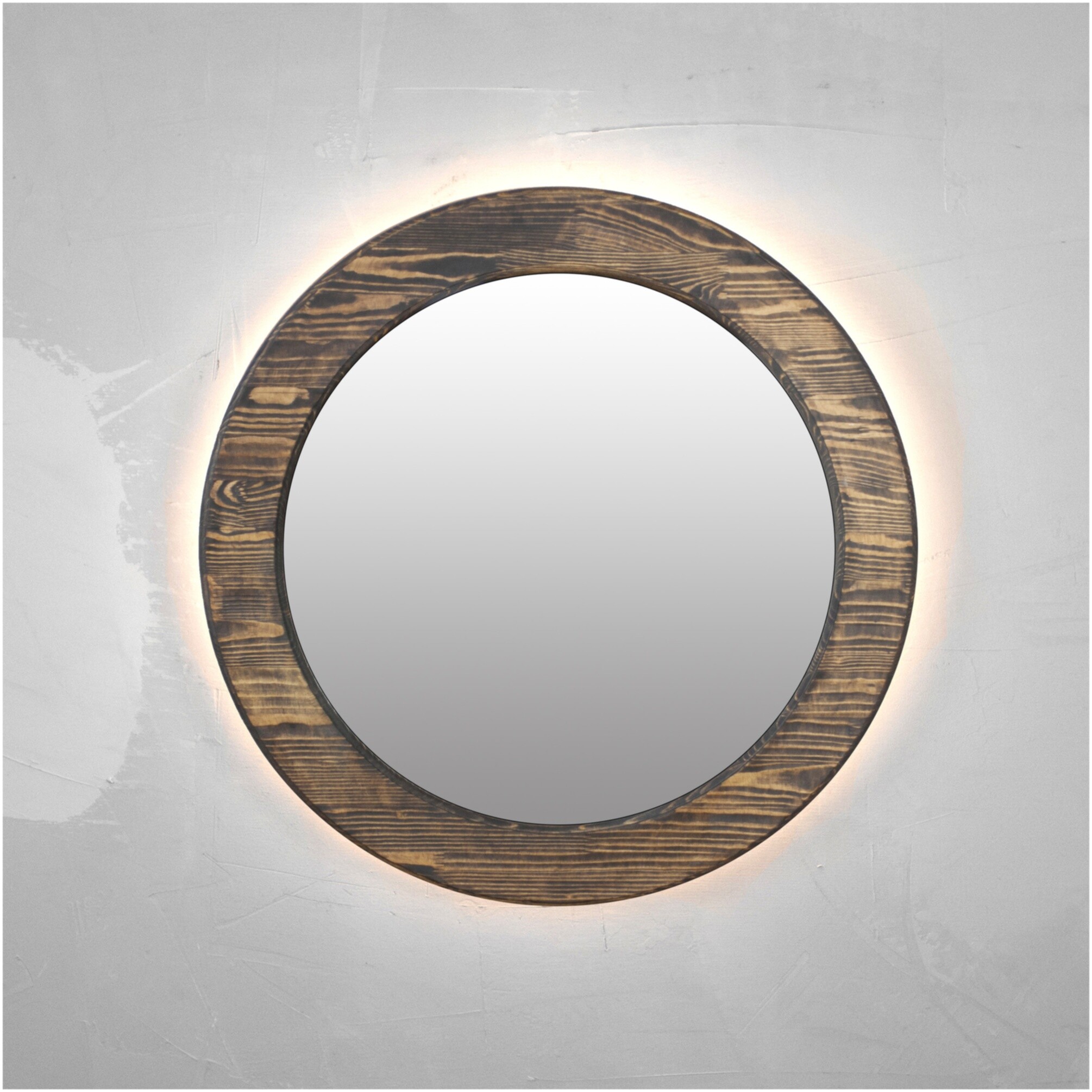 Зеркало настенное круглое с подсветкой 70 см венге Round LED