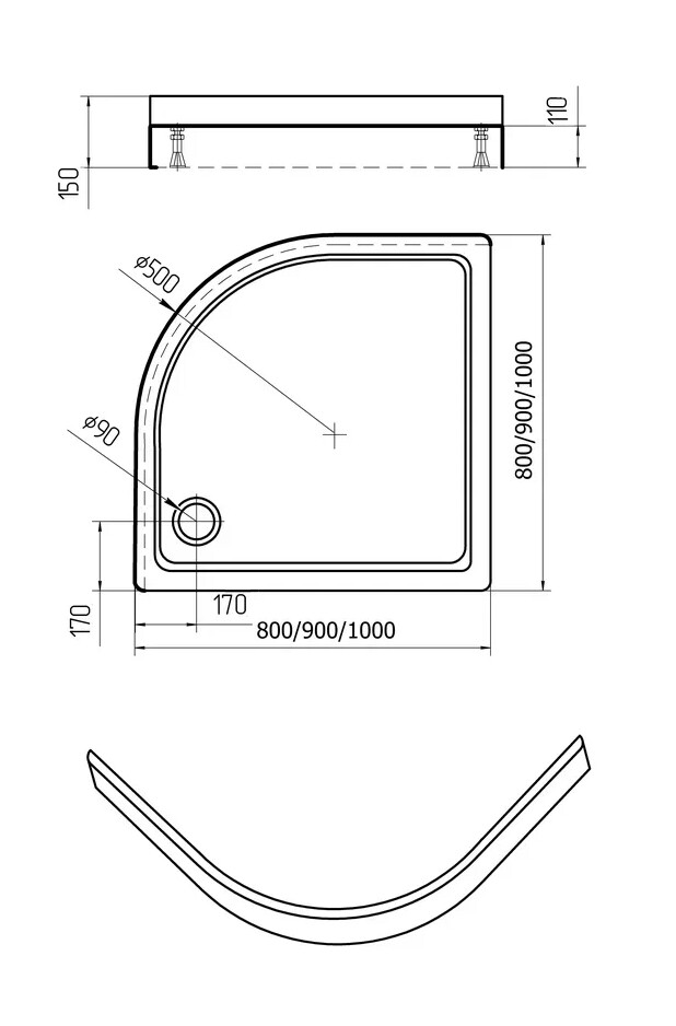 Поддон акриловый с ножками и съемной панелью 90х90 см белый Aquatek DPA-0000004 - изображение 4
