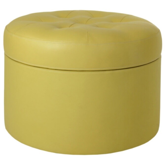 Пуфик круглый с ящиком для хранения зеленый большой Barrel