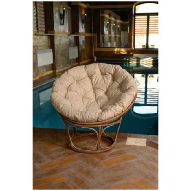 Кресло плетеное с подушкой бамбук, бежевое Papasan