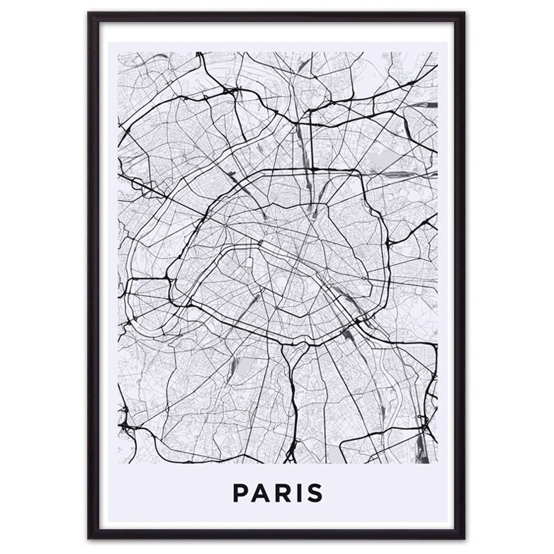 Постер в алюминиевом багете 40х60 см &quot;Карта Париж&quot;