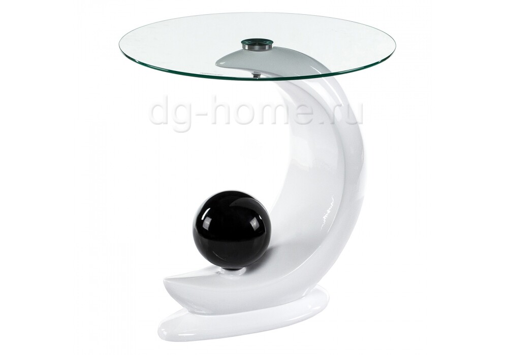 Приставной столик стеклянный круглый с белым основанием Lugo
