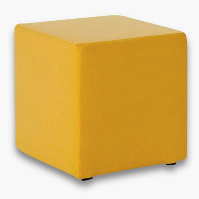 Мягкий пуф куб из экокожи желтый &quot;Валенсия&quot;