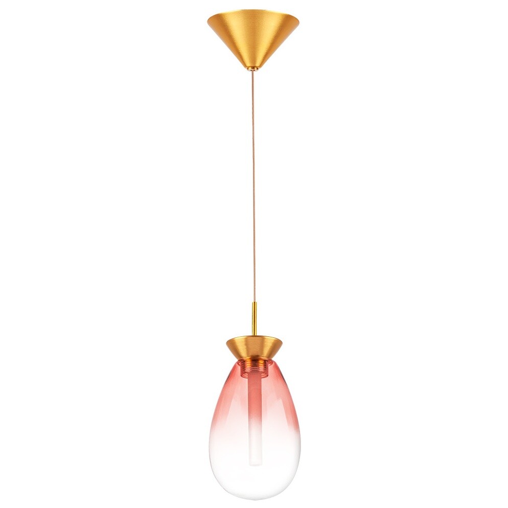 Светильник подвесной со стеклянным плафоном золотой, розовый Colore 805112