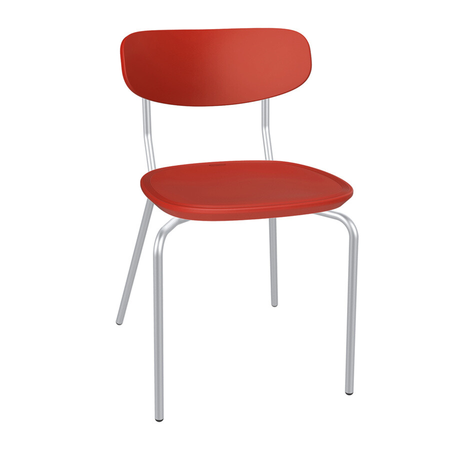 Штабелируемый стул пластиковый на металлокаркасе красный, хром лак &quot;Точка Роста&quot; SHT-S85М-2