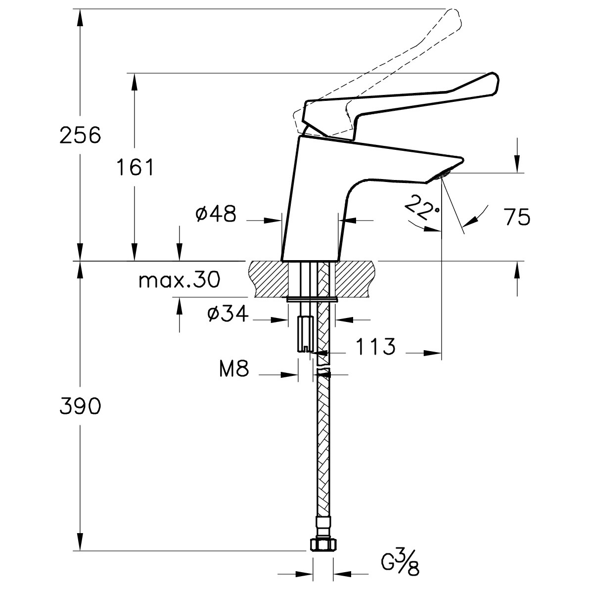 Смеситель для раковины локтевое управление хром Vitra AquaMed Solid S A42484EXP - изображение 4