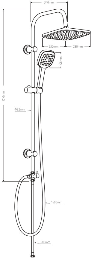 Душевая стойка с верхним душем и держателем хром Diwo "Новгород" DW-NOV-70-000 - изображение 5