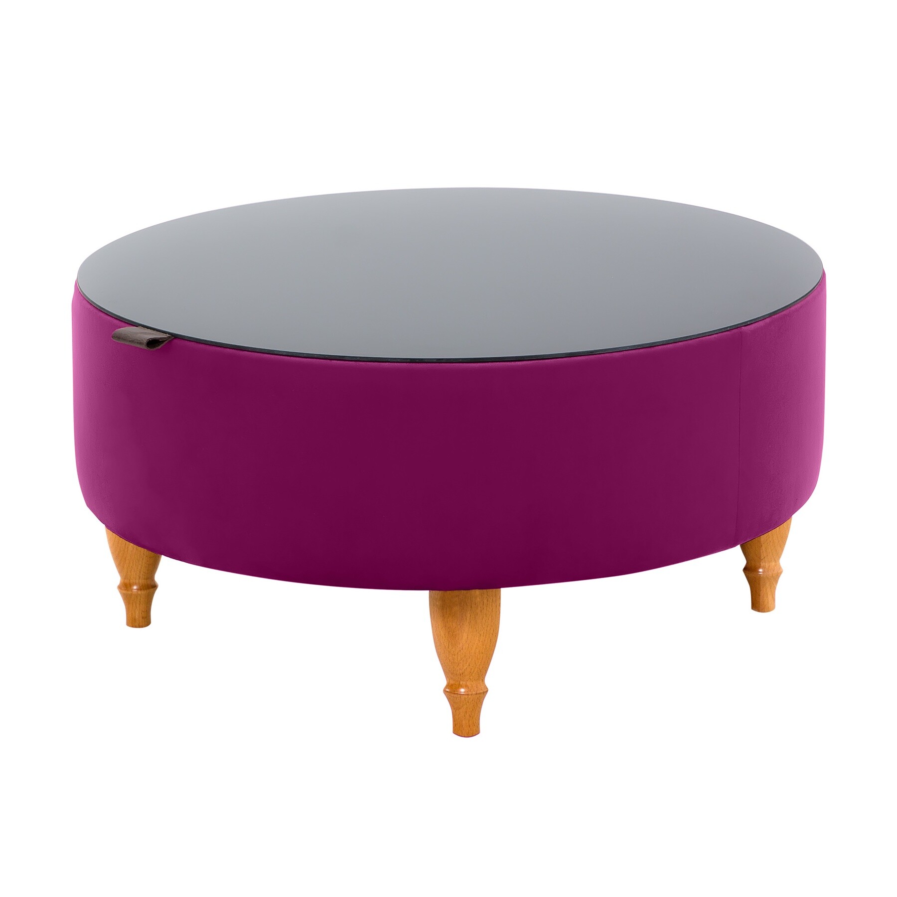 Журнальный столик со стеклянной столешницей и ножками из бука 72 см фиолетовый Italia