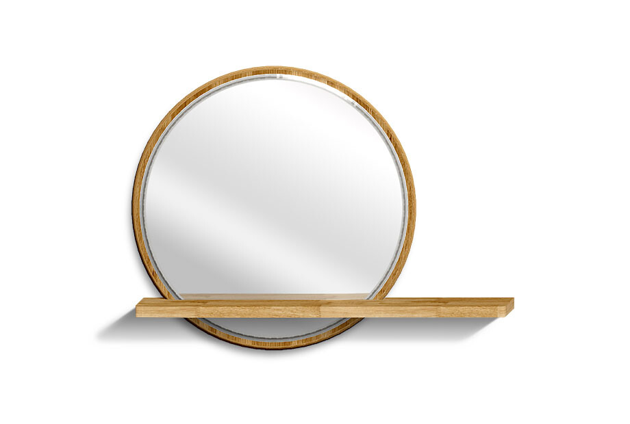 Зеркало настенное с полкой круглое светло-коричневое Wallstreet
