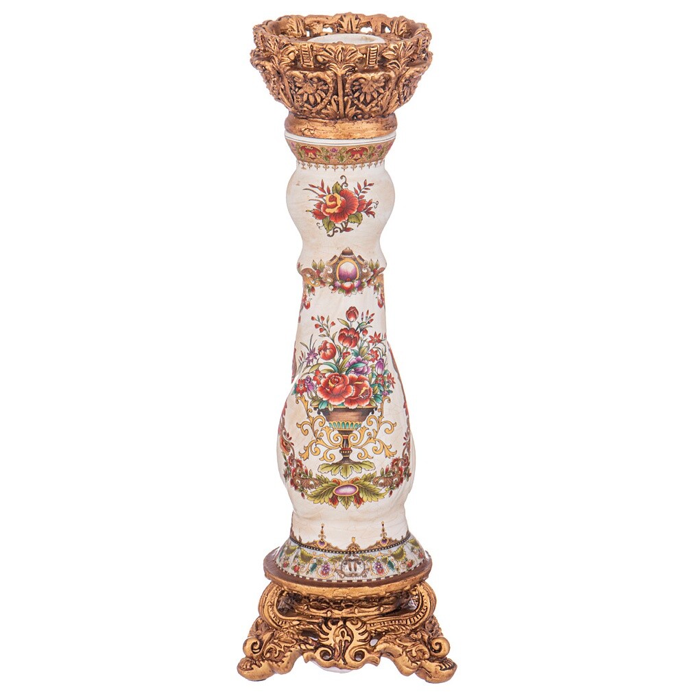 Подсвечник на 1 свечу керамический 31 см красный, бронза 46-1371