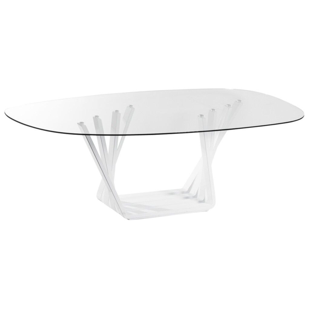Обеденный стол со стеклянной столешницей прозрачный Domino