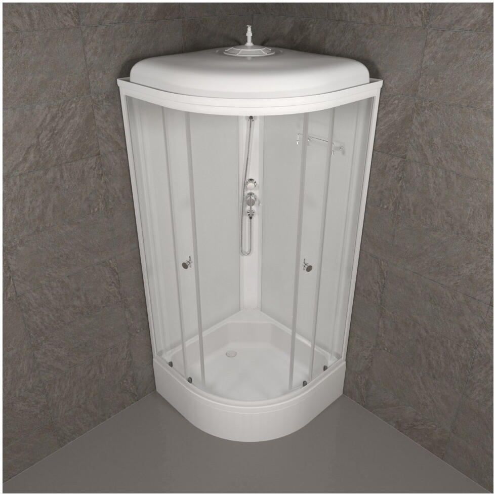 Душевая кабина четверть круга со средним поддоном 90х90 см белая Triton "Ультра В" Щ0000061849 - изображение 8