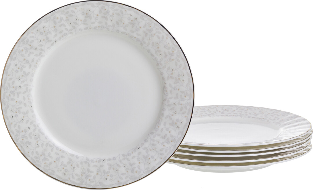 Тарелки фарфоровые белые, 6 штук 19,5 см &quot;Вивьен&quot;