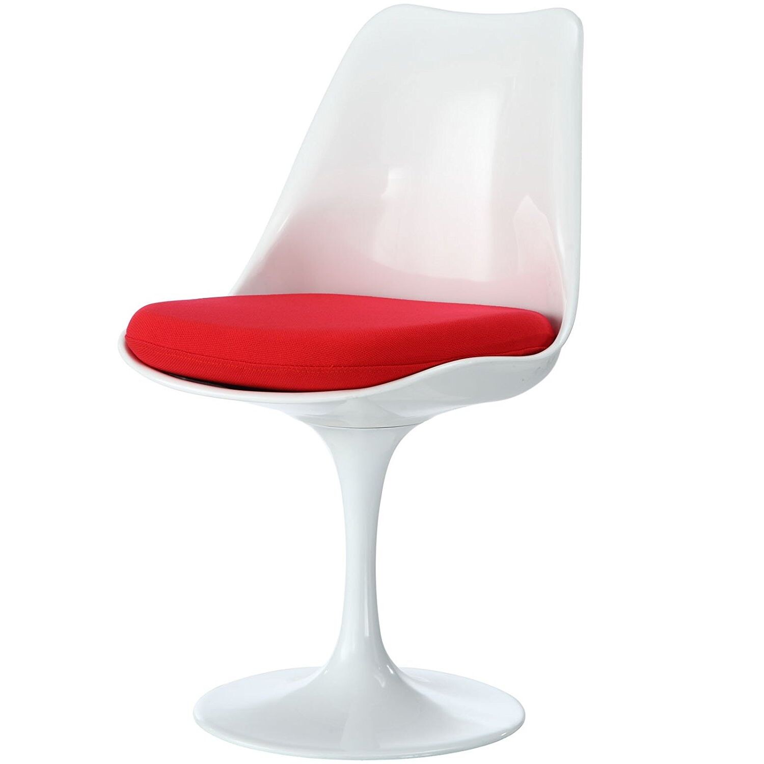Стул пластиковый белый с красной подушкой Eero Saarinen Style Tulip Chair