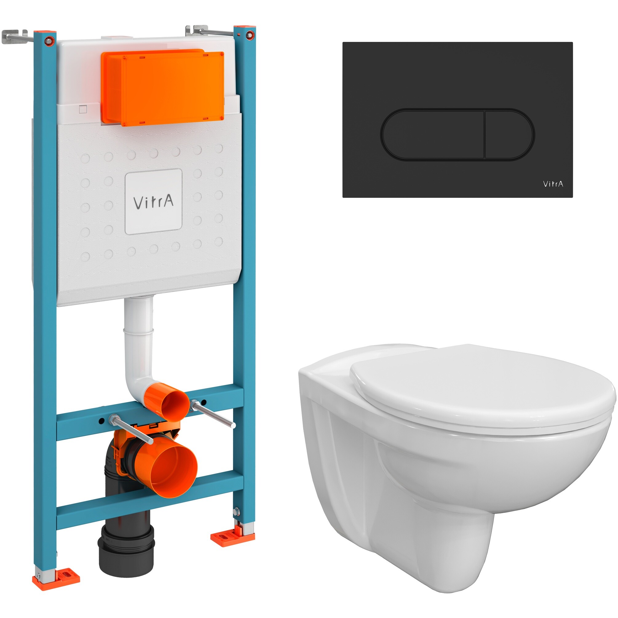 Унитаз подвесной Diwo &quot;Анапа&quot; с инсталляцией VitrA V-Fix Core 732-5800-01 и кнопкой смыва 740-2211