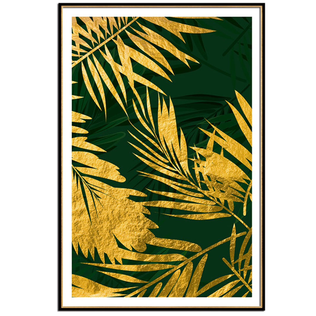 Постер прямоугольный на художественной бумаге 80х60 см &quot;Золотые листья пальмы&quot;