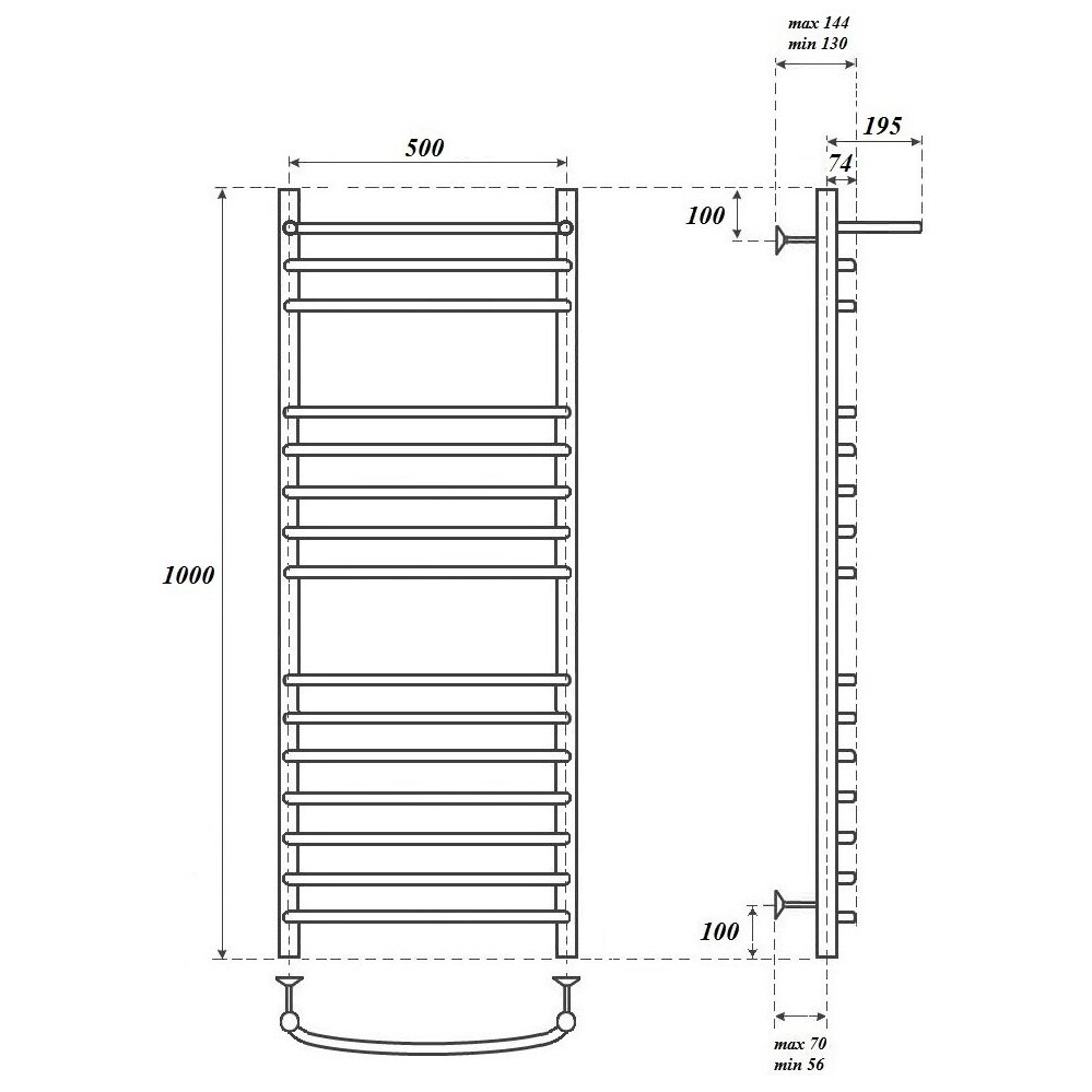 Полотенцесушитель электрический 50х100 см с полкой хром Point "Альфа" PN05150SPE П14 - изображение 4