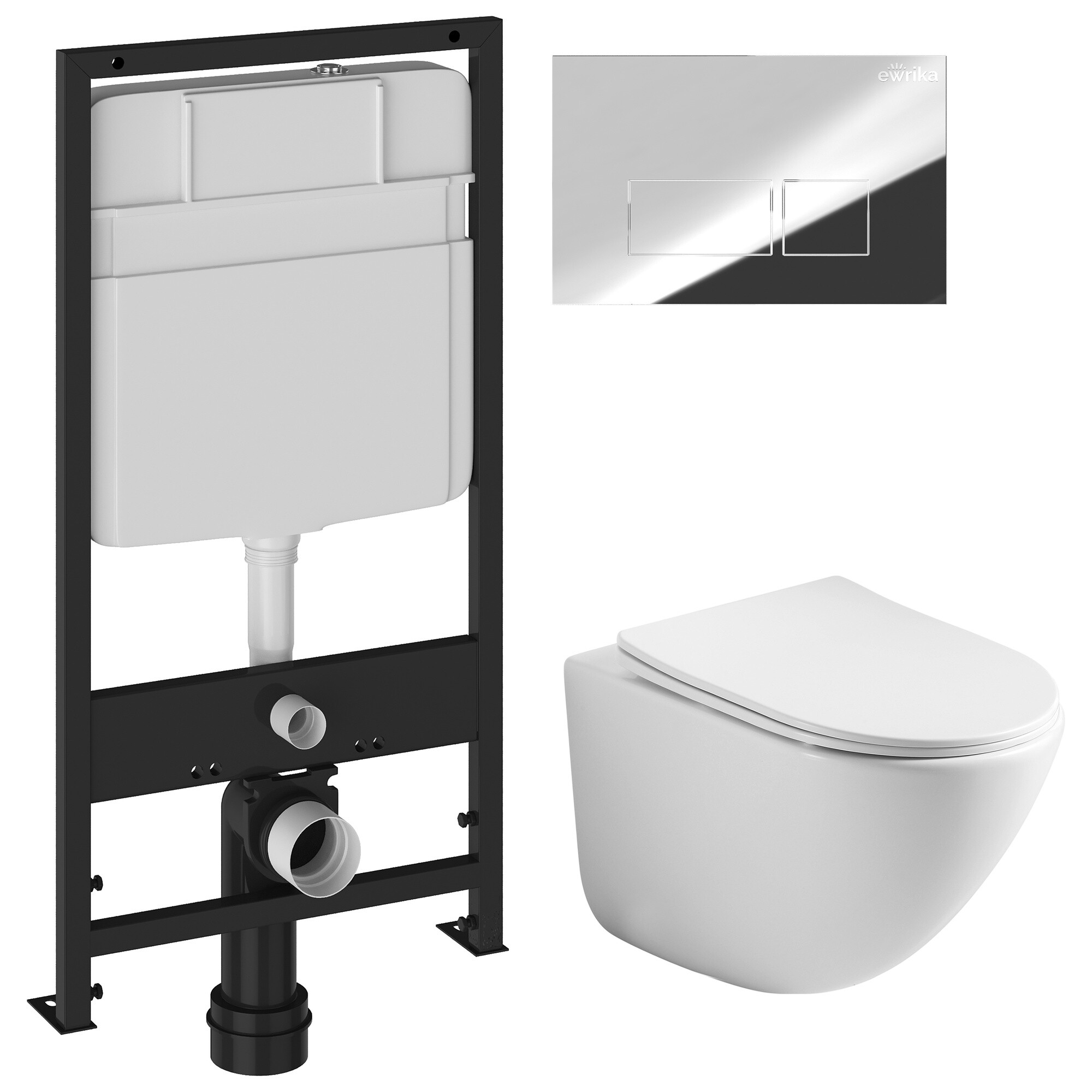 Унитаз Ceramicanova Mono CN1905 с инсталляцией Ewrika ProLT 0026-2020, с кнопкой хром 0041