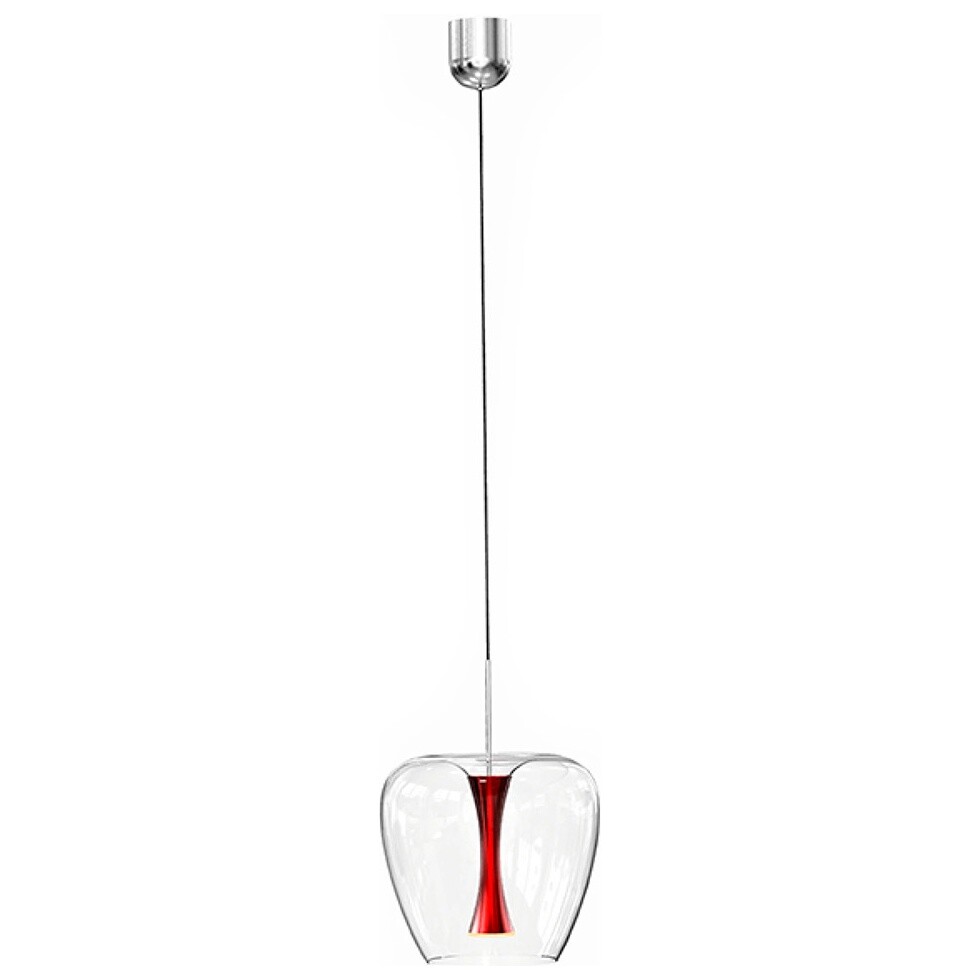 Светильник подвесной светодиодный со стеклянным плафоном прозрачный, красный Cupola 804202