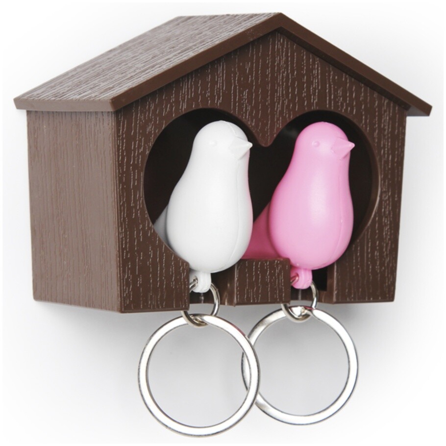 Держатель для ключей коричневый, белый, розовый Duo Sparrow