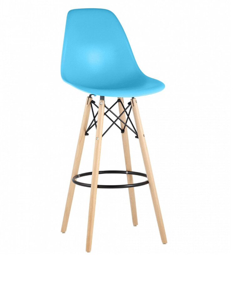Барный пластиковый стул на деревянных ножках Eames