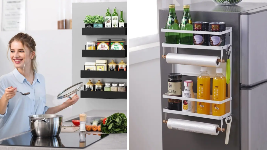In the photo magnetic shelves 