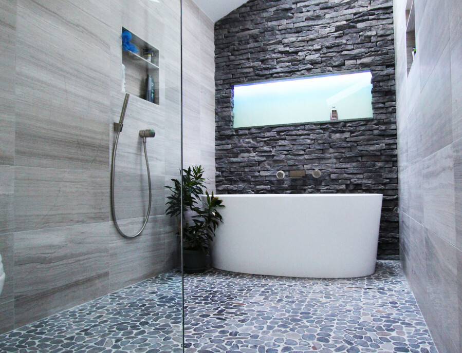 Камень в интерьере ванной комнаты: фото, дизайн ванной под камень .