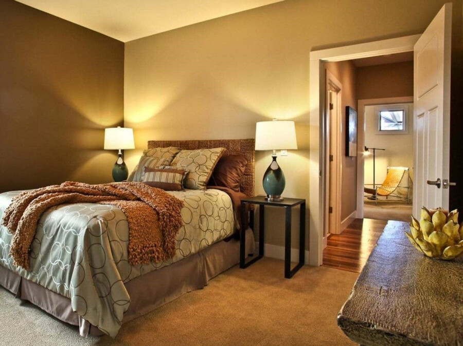 Дизайн интерьера спальни в коричневых тонах