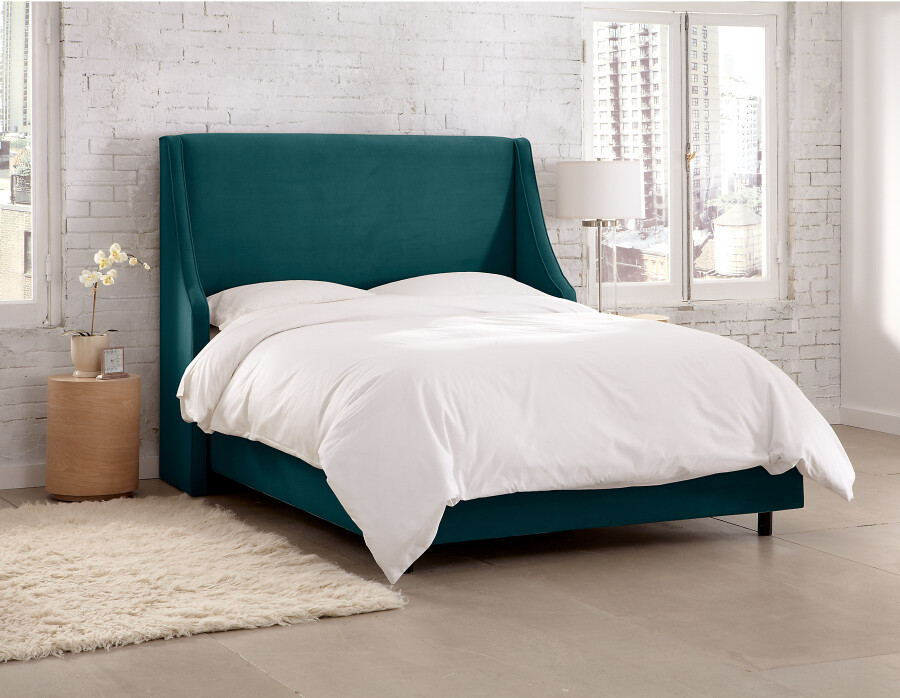Двуспальная кровать Davis Wingback Smoke Velvet