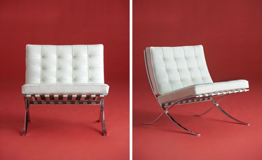 КРЕСЛО ГОЛУБОЕ СО СТЯЖКОЙ BARCELONA CHAIR