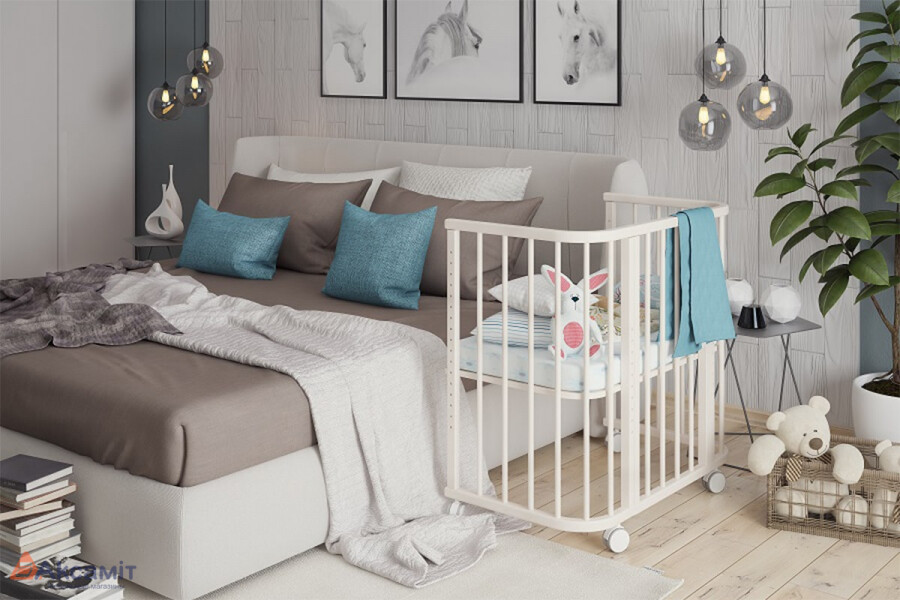 спальня родителей с детской кроваткой фото интерьера