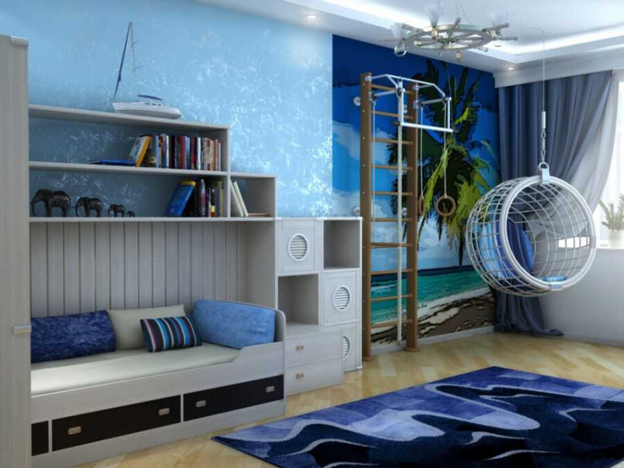 Морской стиль в интерьере комнаты: 39 идей и фото