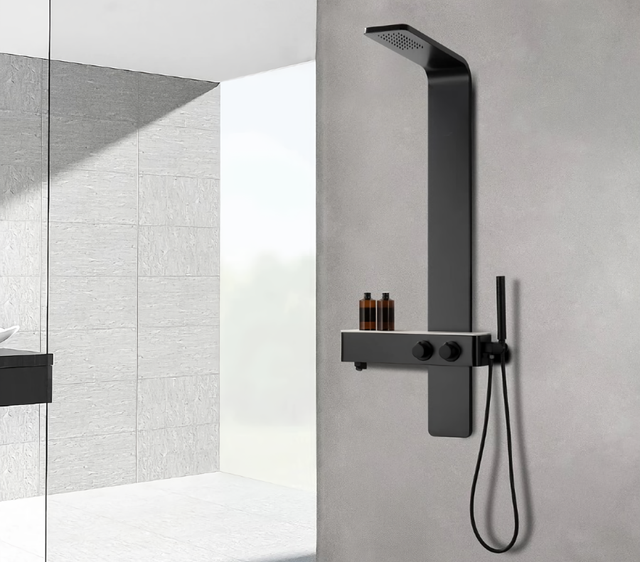 Душевая панель с тропическим душем 131х53 см черная Cerutti SPA Barbaria B CT9657