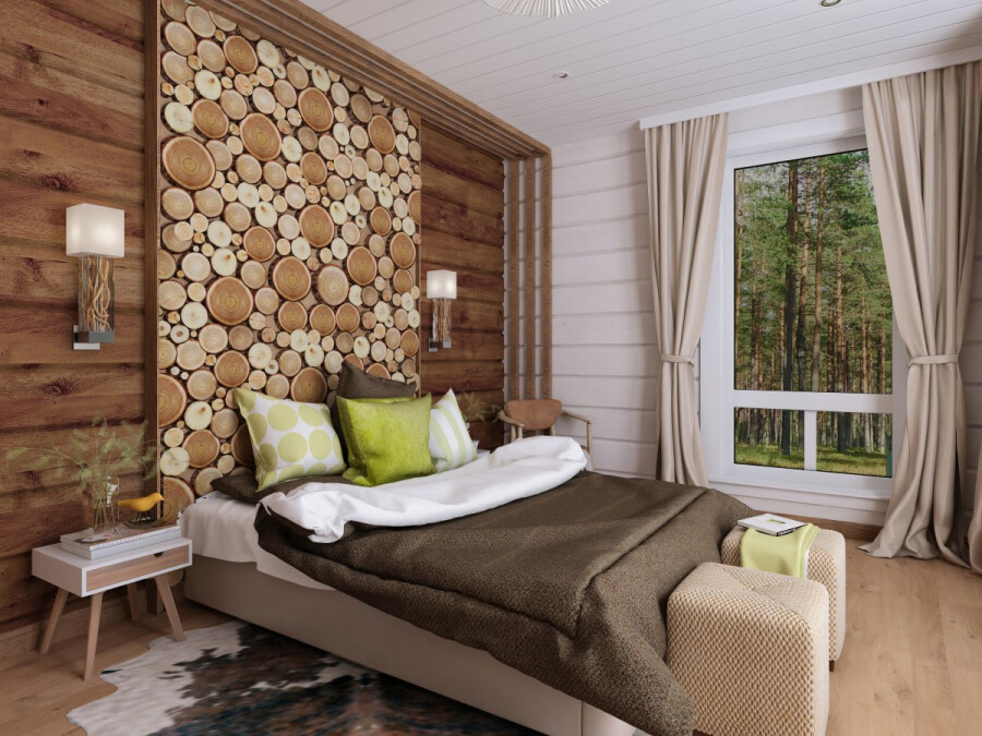 Дизайн спальни в деревянном доме | Советы опытных строителей