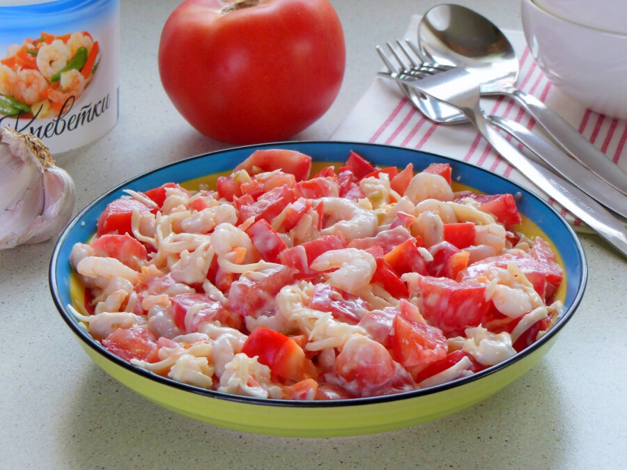Овощной салат с морепродуктами рецепт – Греческая кухня: Салаты. «Еда»