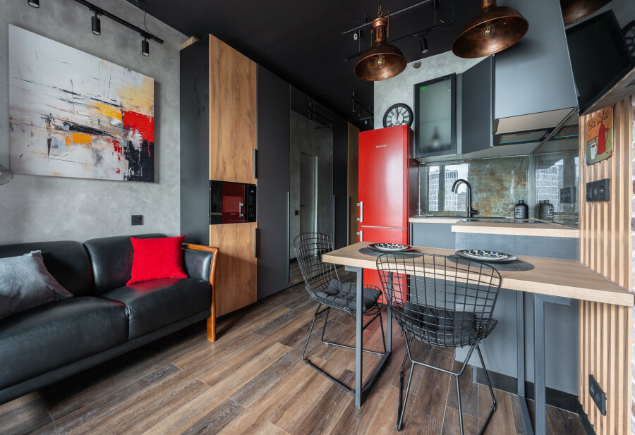 Red accents