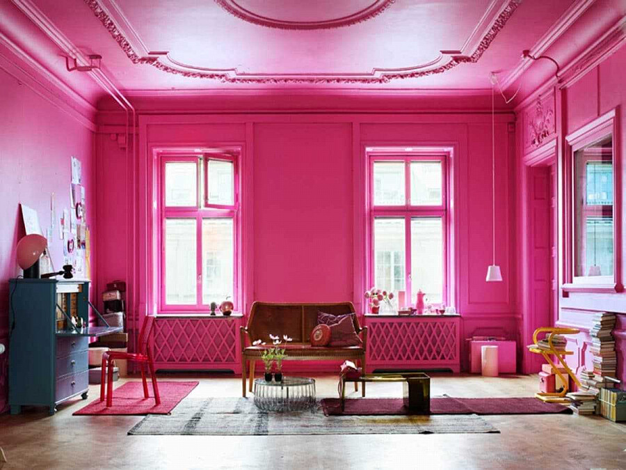 Цвет фуксии и его оттенки в и��терьере комнат: мебель, аксессуары, яркоеоформление для разных стилей.