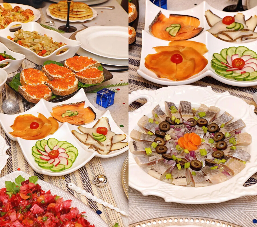 Новогодний стол с закусками