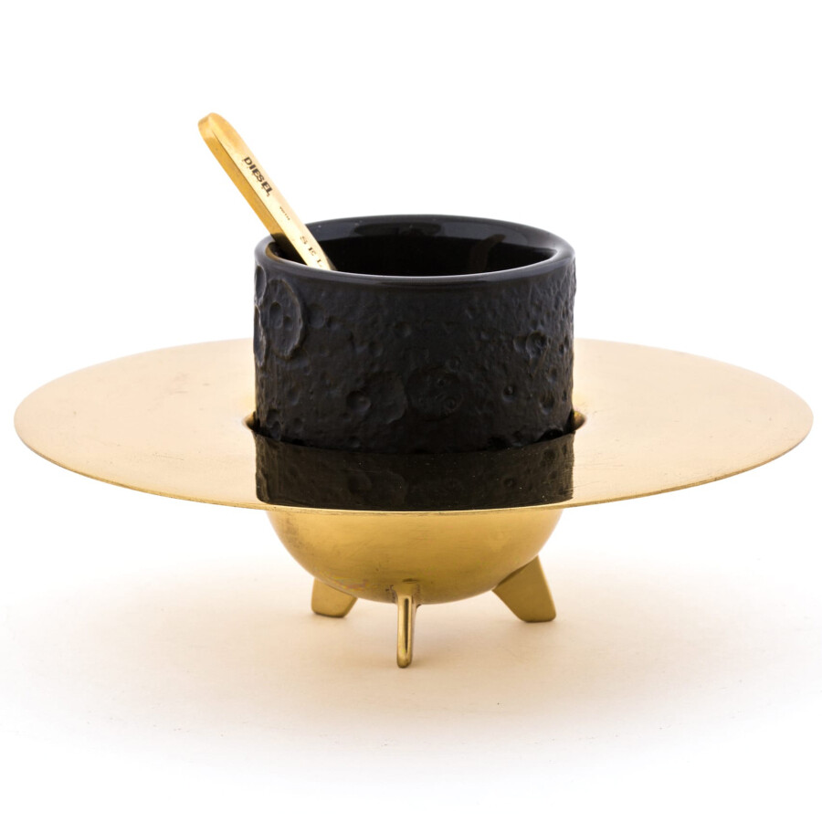 Кофейный набор из 3 предметов металлический латунь, черный Cosmic Diner Lunar Coffee Set