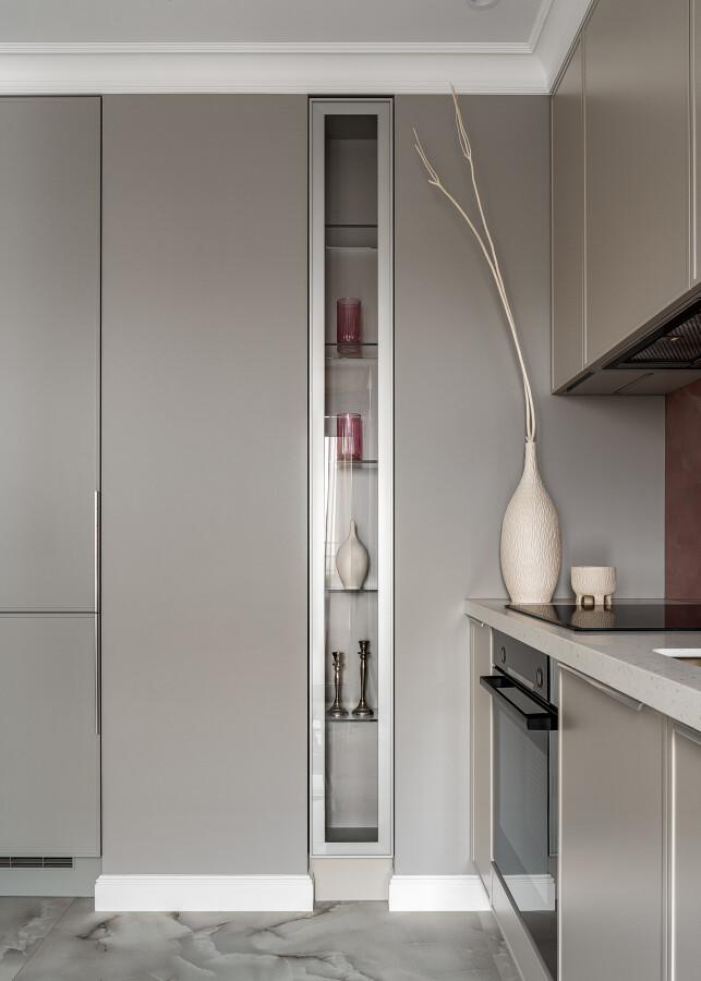 Narrow shelves in the kitchen
