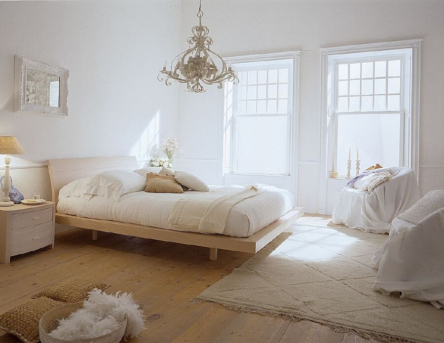 сочетание черной и белой мебели в интерьере спальни