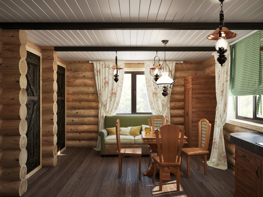 Дизайн комнаты отдыха в бане загородного дома в Южно-Сахалинске
