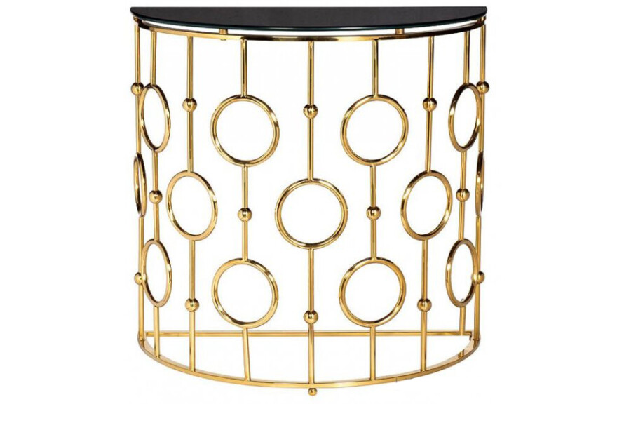 онсоль золото с черной стеклянной столешницей 78 см Garda Decor