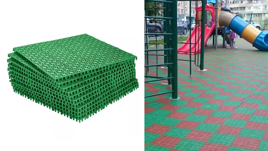 На фото пластиковая плитка для улицы
