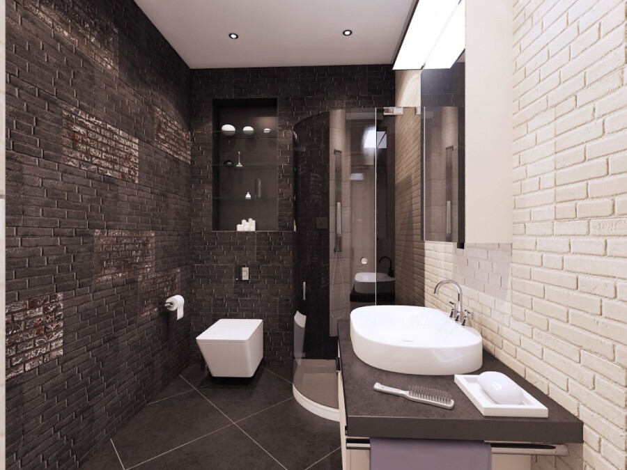 Дизайн темной ванной комнаты, 50+ фото